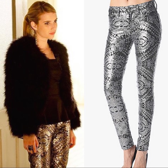 7 For All Mankind Pants - 7 For All Mankind Skinny Sequin Printed Jeans